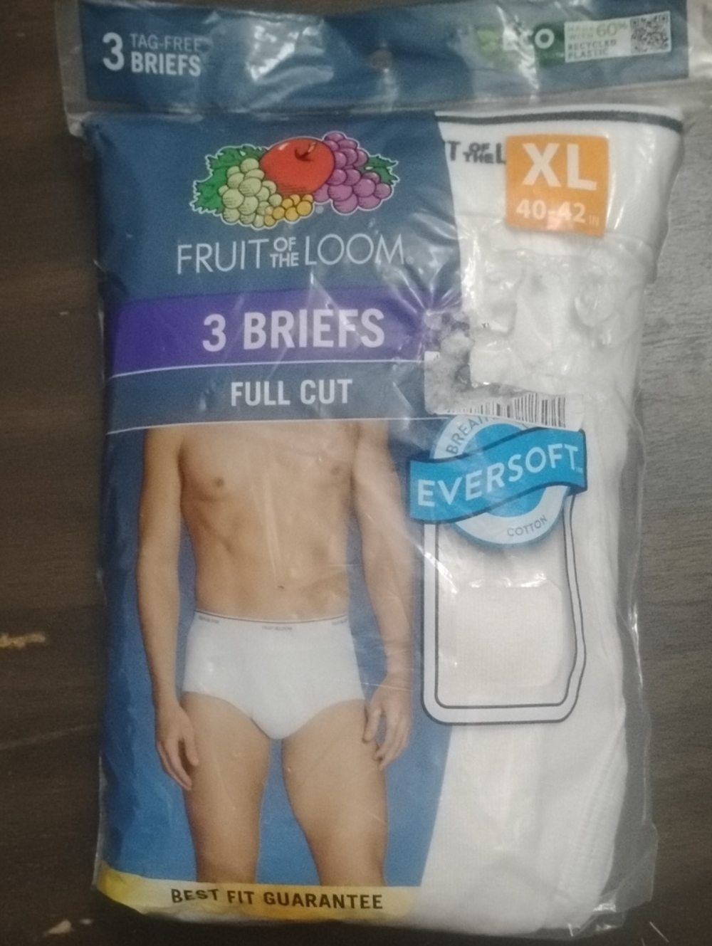 Fruit of the Loom White 3-Pack Men's Briefs Full Cut XL